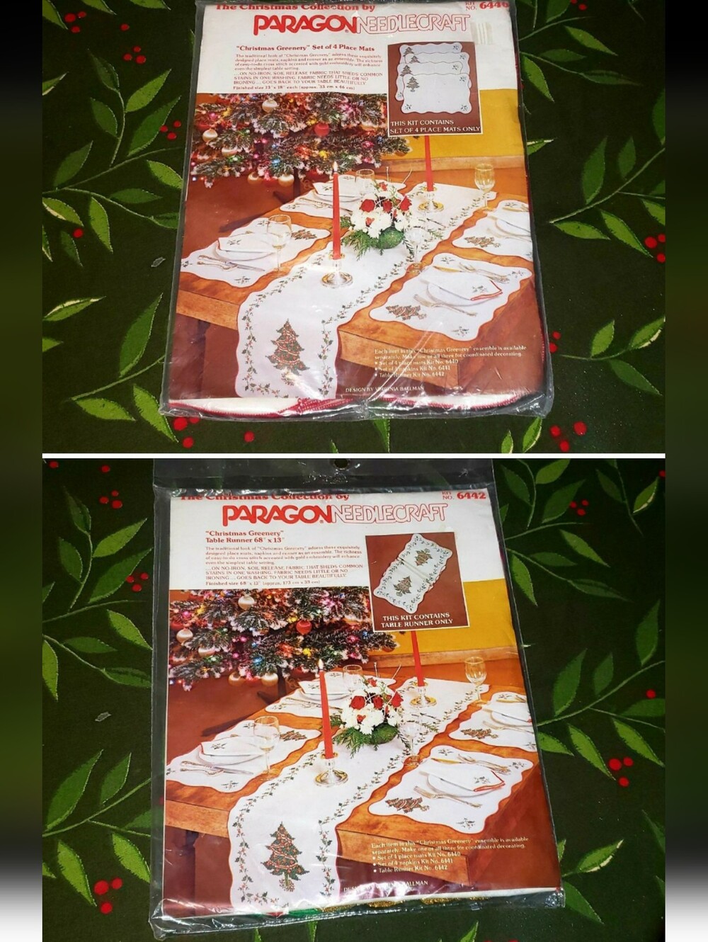 Set Of Two (2) Paragon Needlecraft Christmas Kits"Christmas Greenery"